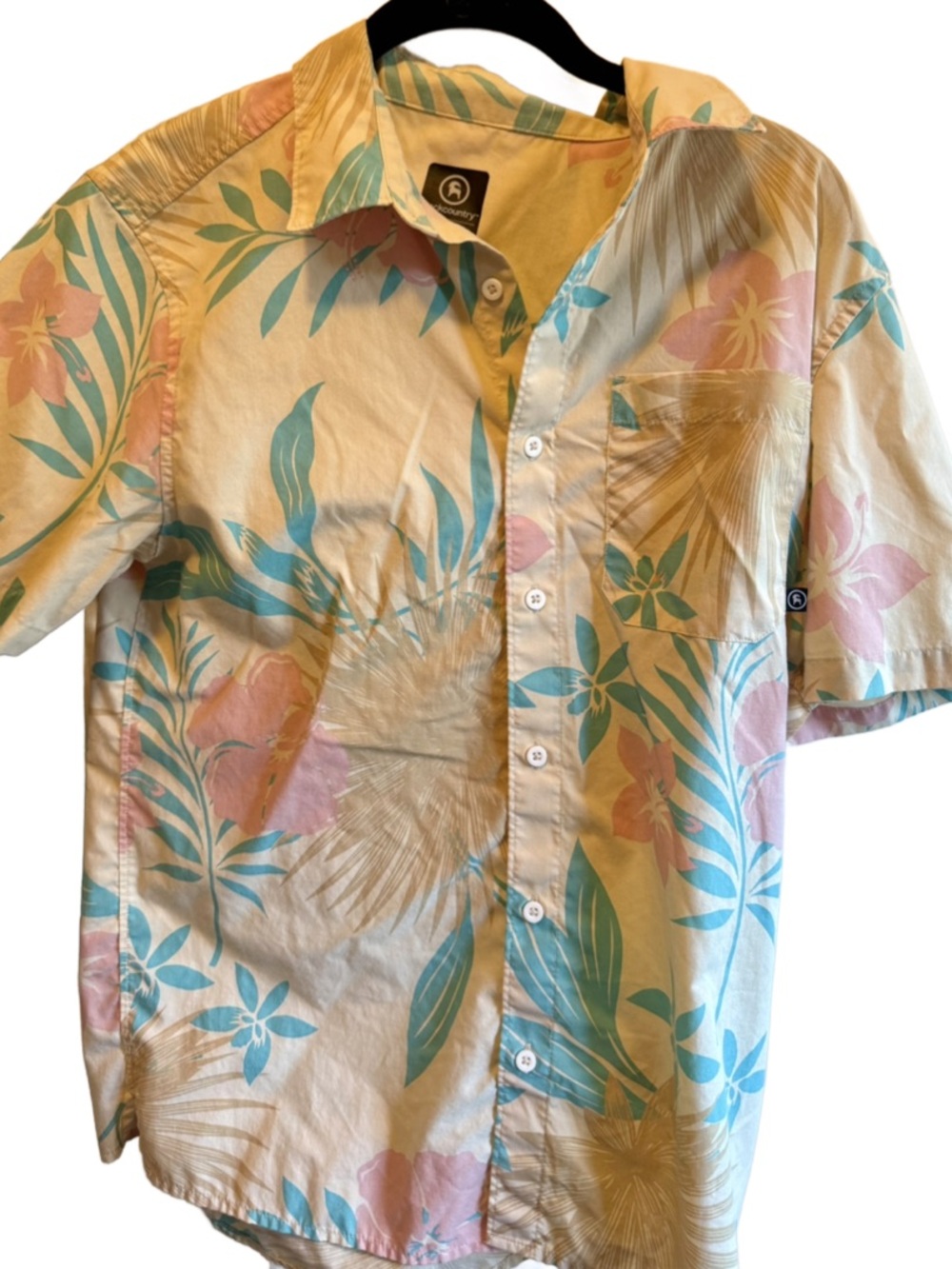 Back Country Short Sleeve Button Down Shirt, Angora Print